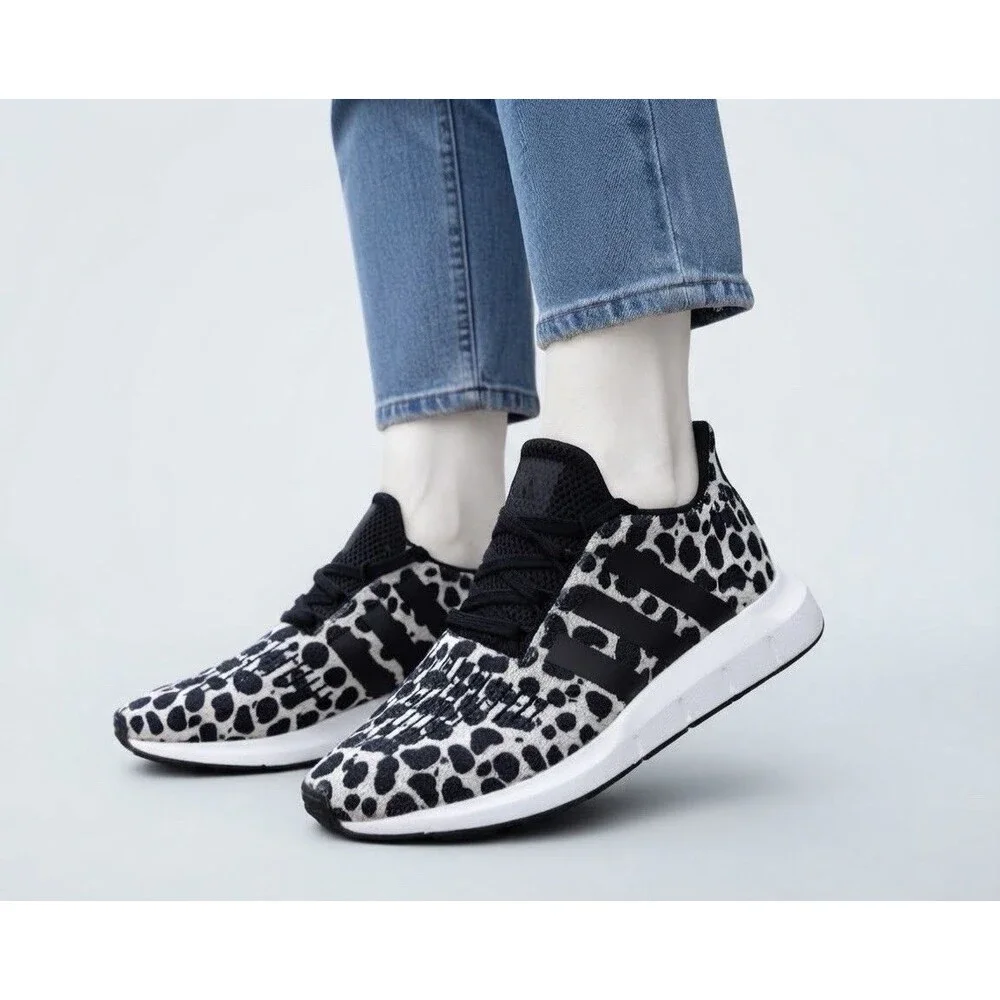 US Size 7- Adidas Women's SWIFT RUN 1.0 Running Shoes JR0634 `Cheetah Print` NEW